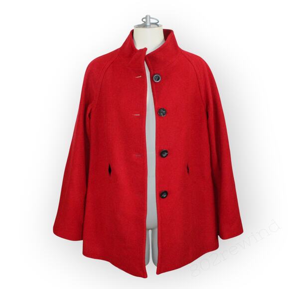 New S/M Pendleton Winter Getaway Coat Jacket MerinoWool MadeInUSA Red ALine - Picture 7 of 16